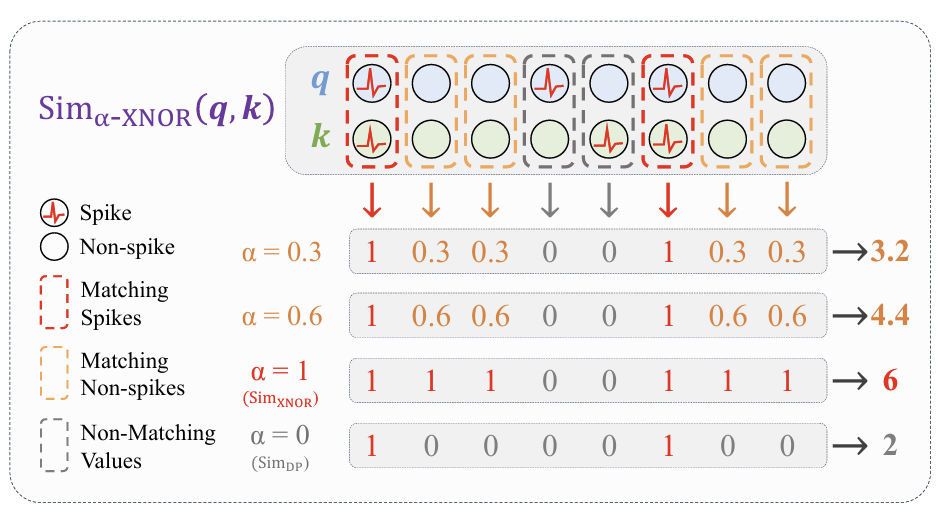 Alpha-XNOR Spiking Self-Attention